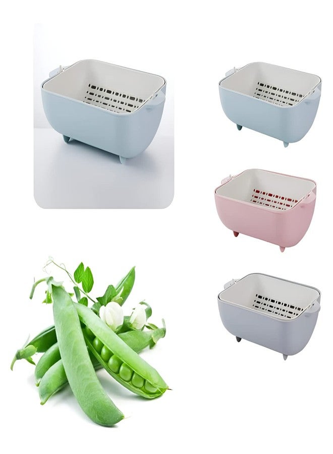 Oblivion Multifunctional Bpa Free Double Layered Plastic Rotatable Strainer Bowl with Handles for Washing, Rinsing, Serving Vegetables & Fruits (Multicolor) - Image 3